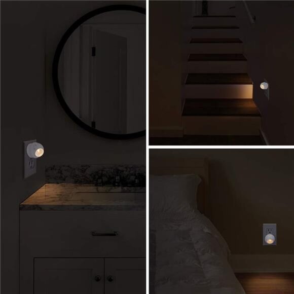 Plug-in Night Lights,Warm White LED Nightlight,360° Rotation,Dusk to Dawn Sensor - Picture 6 of 7